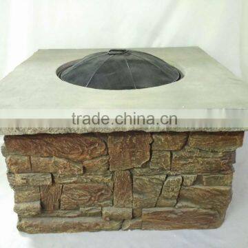 NEW Outdoor Square Fibreglass Stone Fire Pit Table