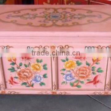 Antique wooden painted storage bench