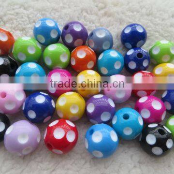 Cheapest Wholesales price hot sale Mixed colors 2014 20mm acrylic resin polka dot beads for Kids Girls Chunky Necklace Jewelry