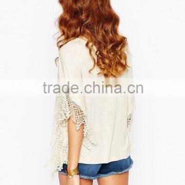 Embro Cuffs Lady Loose Tee Designs Dress Oem Apparel Suppliers photo-2