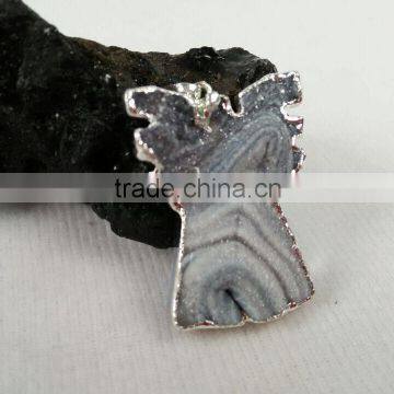 Natural Angel Shape Agate Druzy Quartz Pendant Plated Edge for Jewelry Decoration photo-2