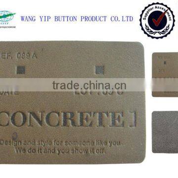 2014 high quality engraved logo brown real leather patch for jacket