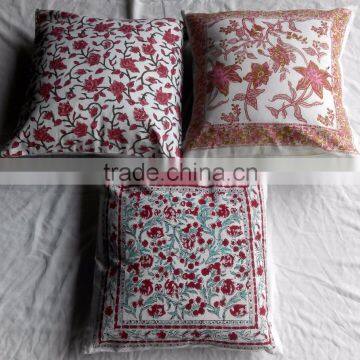 100 % Cotton Colorful hand block printed cushion covers home decor