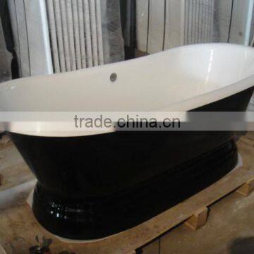 Long Roll Top Double Slipper Bath With Plinth BLACK photo-3