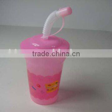 Children plastic cup with straw