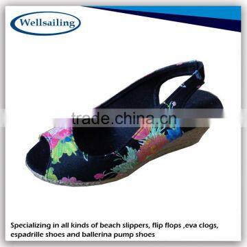 ladies floral canvas wedge espadrilles shoes