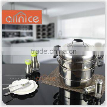 Two layer Multi-functional Steam pots stainless steel steamer pot Tempered glass lid & steel lid