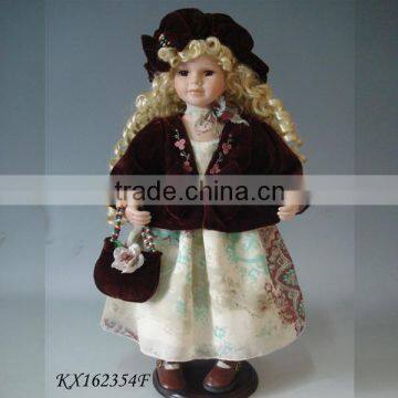 Fantastic lovely standing doll 16'' antique porcelain dolls