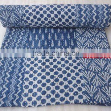 Indian Handmade Quilt Twin Kantha Bedspread Cotton Blanket Boho Jaipur Quilt