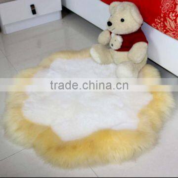 Soft Hairy Carpet Sheepskin Chair Cover Seat Pad Plain Skin Fur Plain Fluffy Area Rugs Washable Bedroom Round Sheepskin Rugs