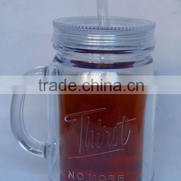 Bottle cup with straw with handle