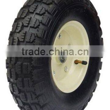 Pneumatic rubber wheel with metal rim