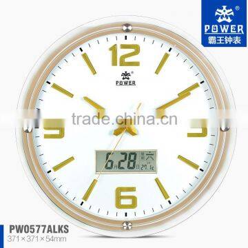 Round wall clock with LED,power clock factory & manufacture,LCD diaplay clock