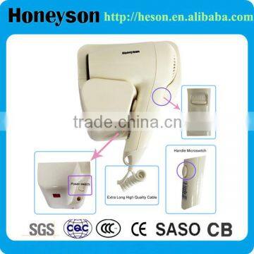 Professional wall mounted hotel hair dryer 1200W hotel hairdryer wall mounting wireless hair dryer