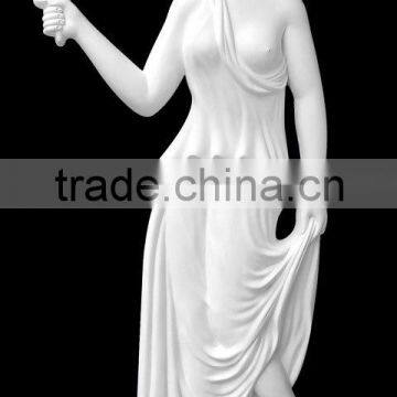 Nude Sexy Girl With Candle Statue White Marble Stone Hand Sculpture Carved For Garden
