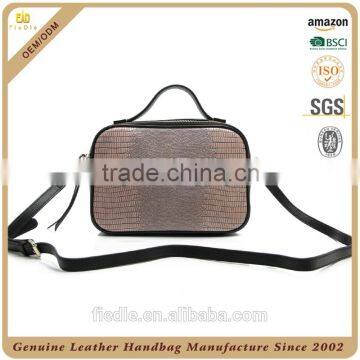 CSS1496-001 2016 Newest Chinese Manufacturer Made Lady Metal Genuine Leather Lizard Grain Coss Body Handbag photo-5