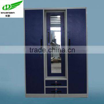 Luoyang high quality 3 door practical bedroom designer almirah wardrobe with mirro