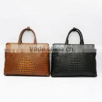 New men's briefcase crocodile grain bag black PU leather briefcase
