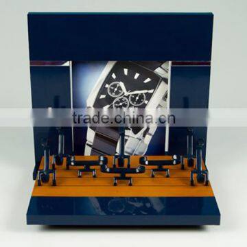 Fashion Wood Watch Display Stand Piano Painting Royal Blue Match Wood Color