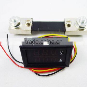 Digital LED Car Red Voltmeter Blue Ammeter Amp Volt Panel Meter 2in1 DC 100V/100A