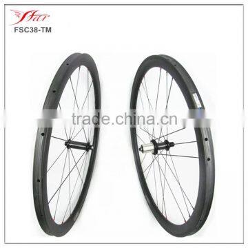 38mm tubular carbon wheels FSC38TM, full carbon bicycle wheels for racing with narrow tires 20H/24H, UD/3K matte carbon wheeels