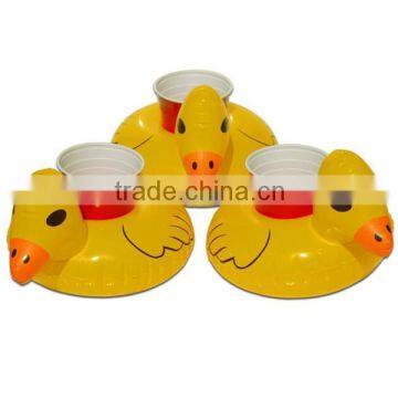 yellow duck inflatable pool drink holder