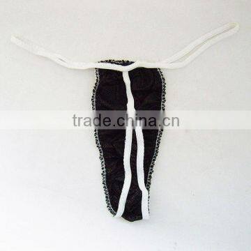 Black Disposable Sexy G-string With White Elastic photo-4