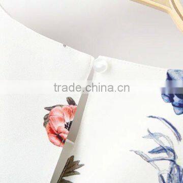 Women Clothing With Flower Round Collar Short Sleeve Shirt for Women of Digital Printing Fabric photo-4