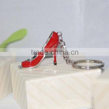 Yiwu Factory Supply Metal Key Chain Alloy Enamel Chemical Wheat Red High-heeled Shoes Keychain photo-2