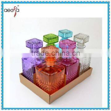 cheap spray color patterned big beautiful mouth blown glass decanters for wine