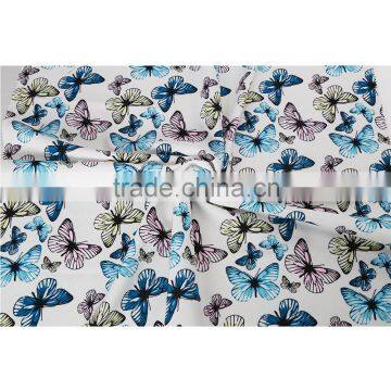 Beautiful butterfly design stretch polyester spandex custom print moss crepe knit fabric