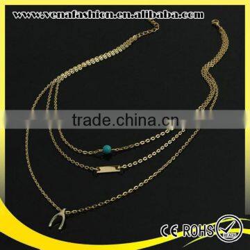 turquoise bead wishbone gold chain necklace designs