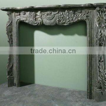 green stone fireplace mantel