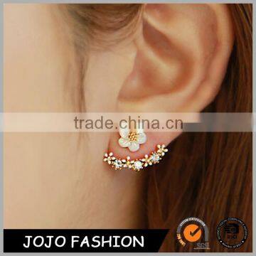 Hot sale popular double sides design little flower diamond earrings for girls