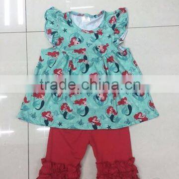 2016 new pearl dress top capri set girls boutique clothing wholesale baby girl outfits