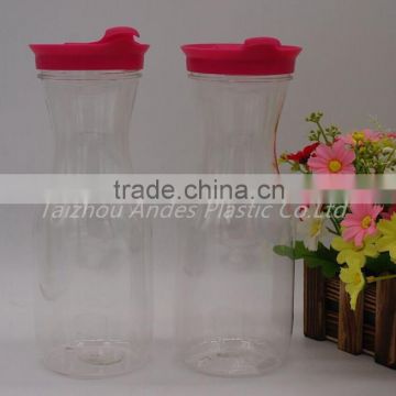 Clear 1000ML Plastic Bottle Carafe with thread lid