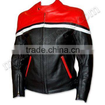 Women Motorbike Red Black Leather Jackets