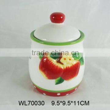 Hot selling ceramic kitchen canisters,ceramic sugar jar with lid