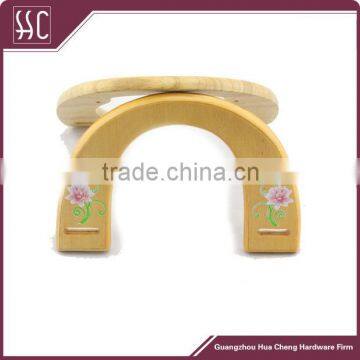 light yellow and Elegant flower for lady hand bag wooden handle