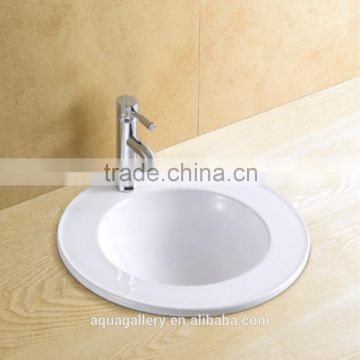 White Ceramic Recessed Cabinet Basin with Faucet Hole