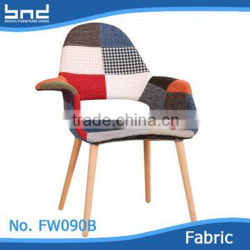 wholesale armrest fabric dining chair with wooden legs                        
                                                Quality Choice