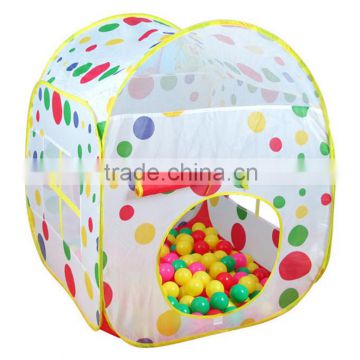 Yellow Polka Dot Play Ball Tent w/ Safety Meshing for Child Visibility & Carry Tote Large House Tent