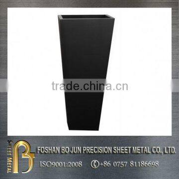China wholesaler customized black rectangular flowerpot, metal planter fabrication