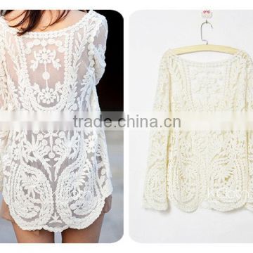 The new 2014 European SLEEVED lace shirt&crochet lace tops