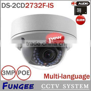 3 MP FULL HD 1080p DS-2CD2732F-IS with Waterproof / Weatherproof ari-focal lens Network IR IP camera POE SD card CCTV