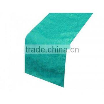 top level green satin stripe table runner