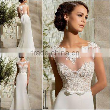 W222 Real Sample Sexy beautiful Lace Bridal gown 2016 with Bow Mermaid Wedding Dress