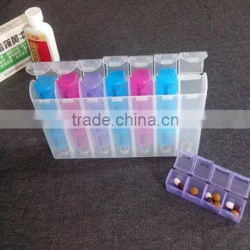 Plastic Spring Pill Box,Weekly Pill Organizer,7 Day Pill Box With Guiding Spring