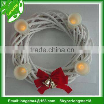 White christmas garland with candle decoration