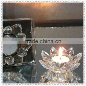 Fashion Flower Crystal Lotus Candle Holder For Holiday Gifts
